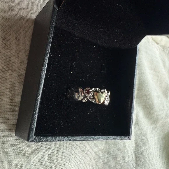 Artcarved brand vintage rare 14k, Ruby, SS and Gold Heart Ring size 6 - Picture 13 of 15